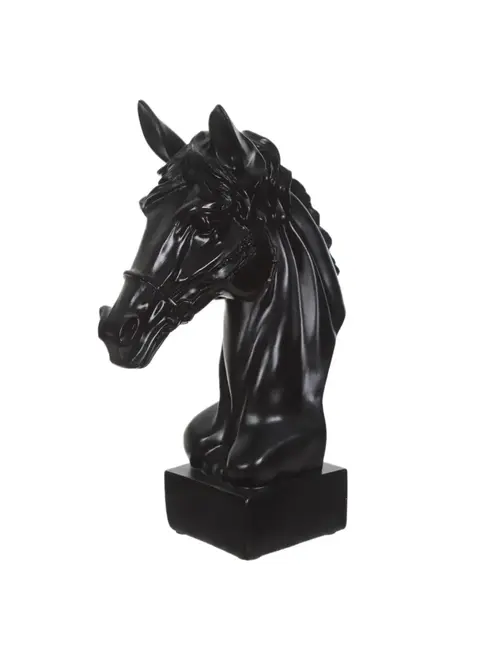 Escultura Decorativa Cabeça de Cavalo em Poliresina Preto