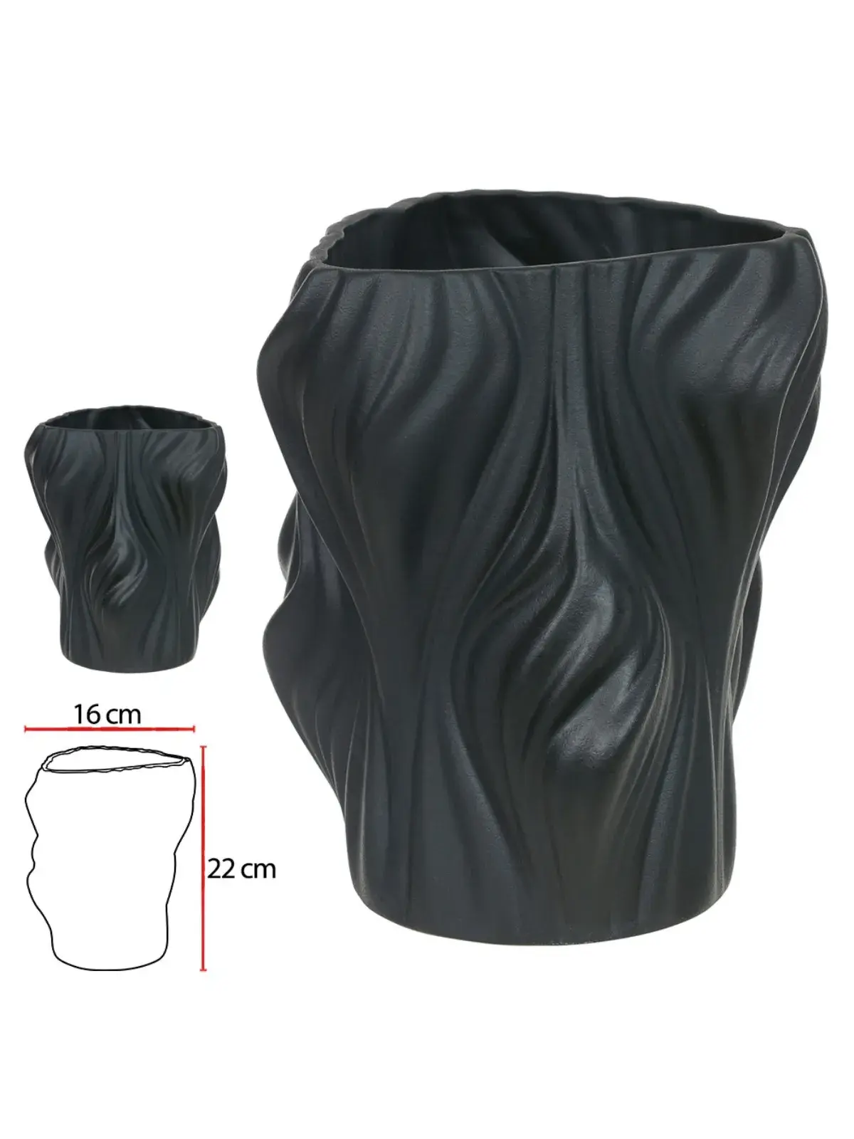 Vaso Decorativo Porcelana Torcido Preto