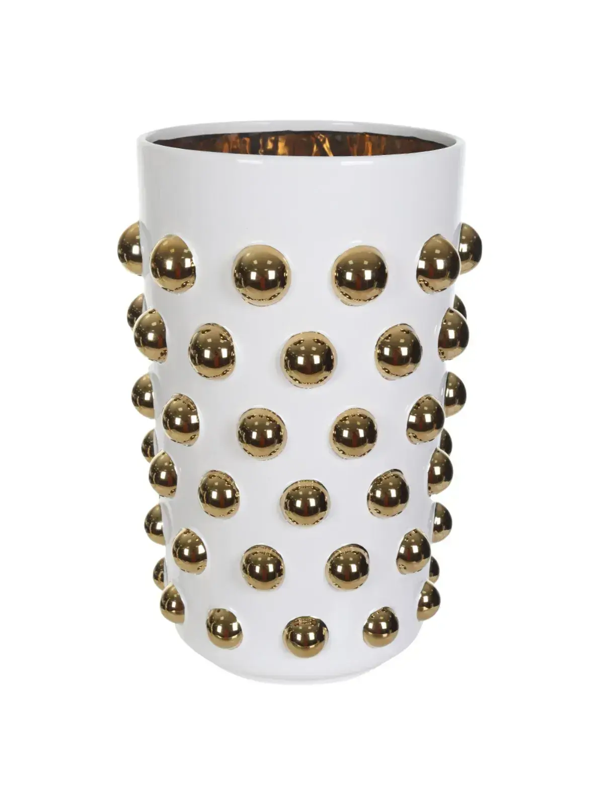 Vaso Decorativo Cerâmica Balls M Branco/Dourado