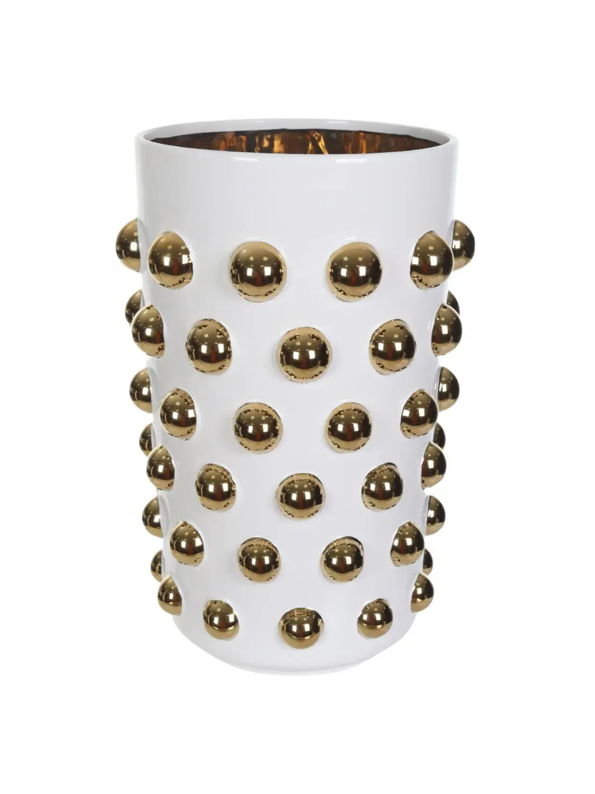 Vaso Decorativo Cerâmica Balls M Branco/Dourado