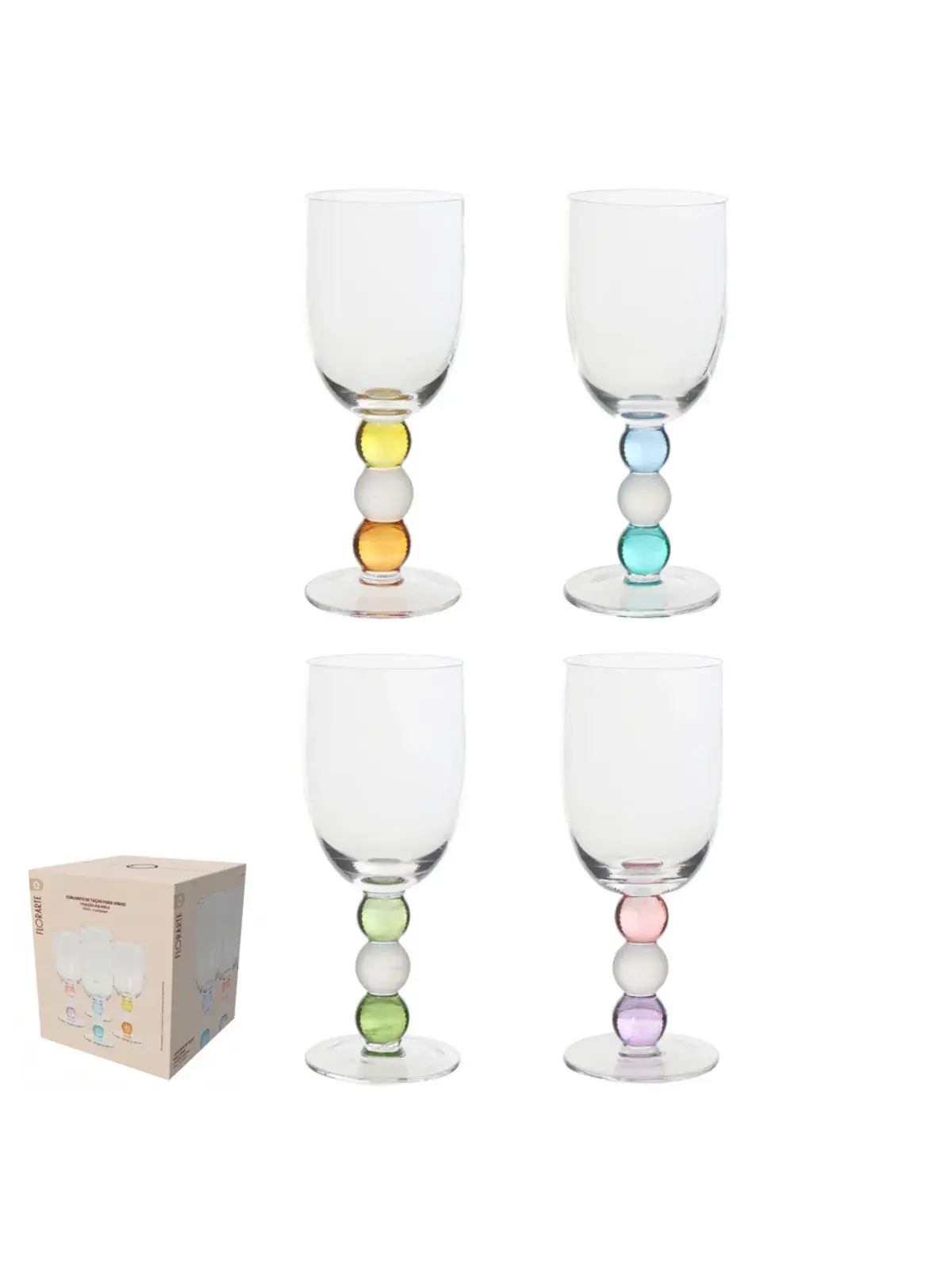 Conjunto 4 Taças para Vinho Aquarela 
