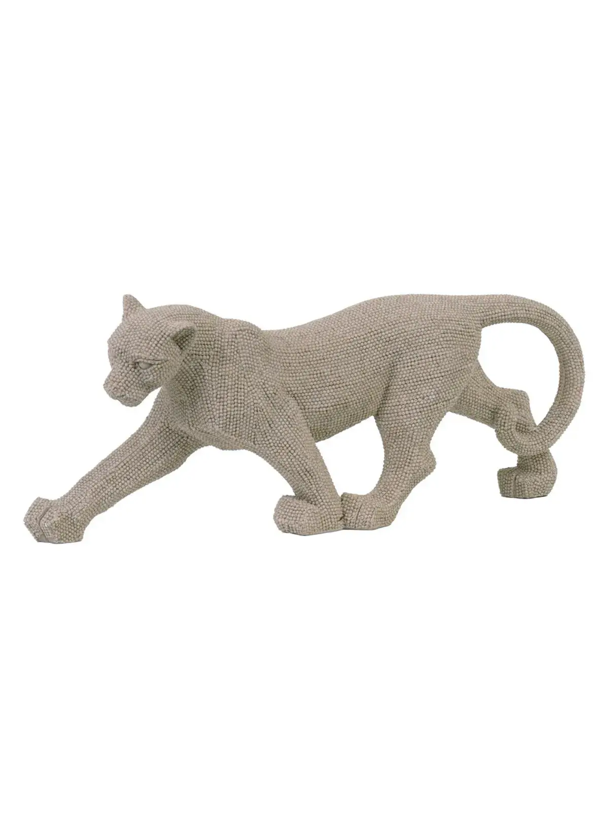 Escultura Decorativa Poliresina Leopardo Bege