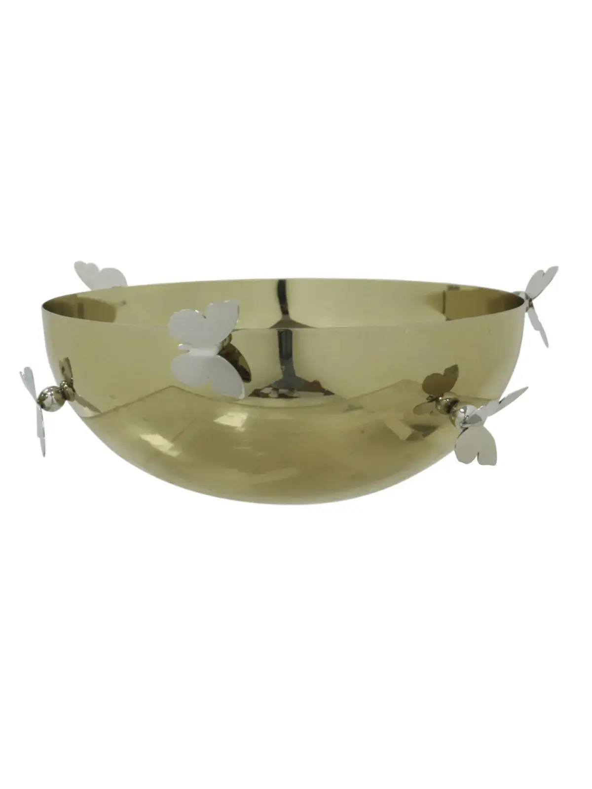 Centro de Mesa Aço Inox  Borboletas Dourado/Prata