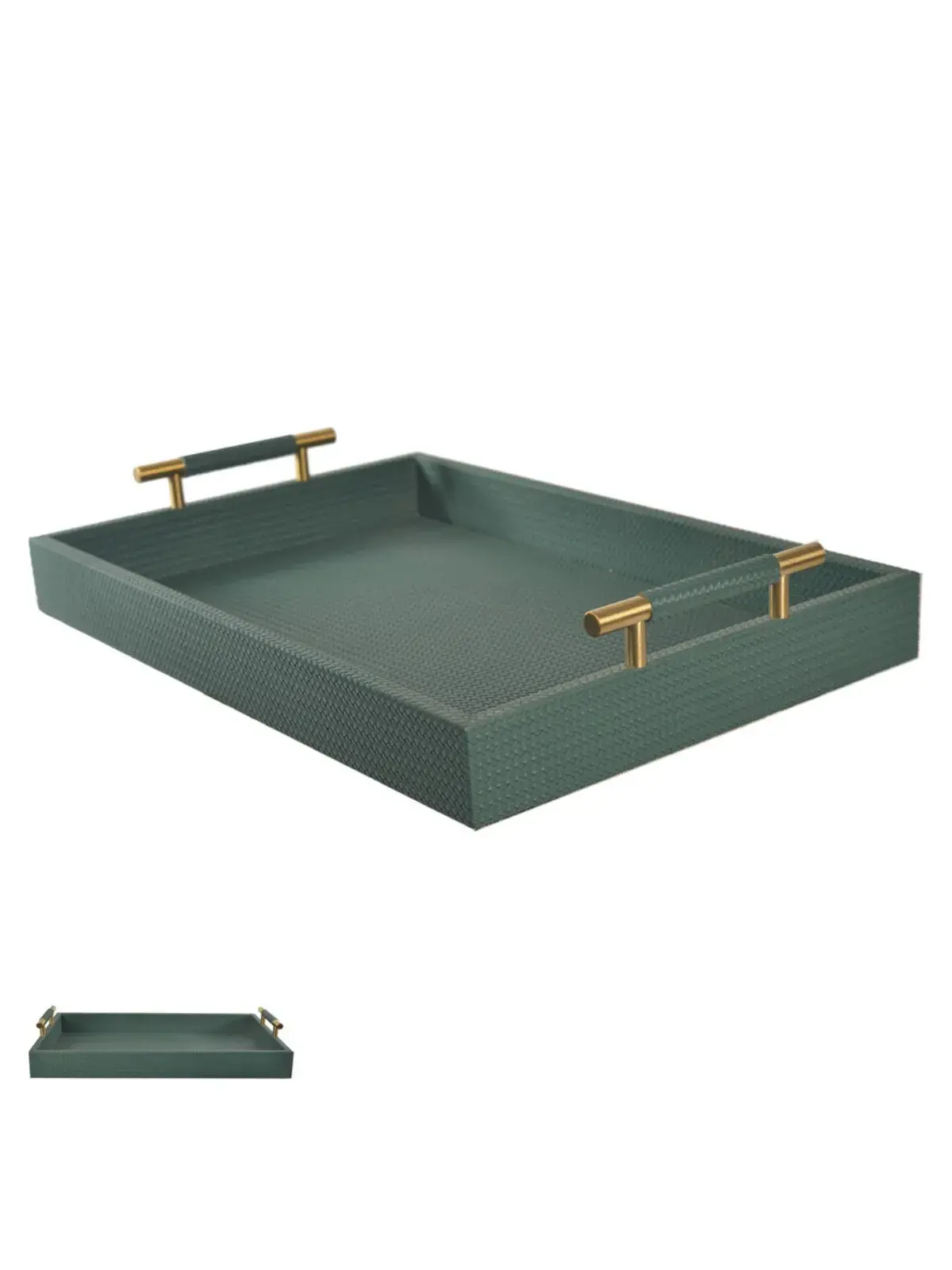 Bandeja Decorativa MDF Revestida PU Verde