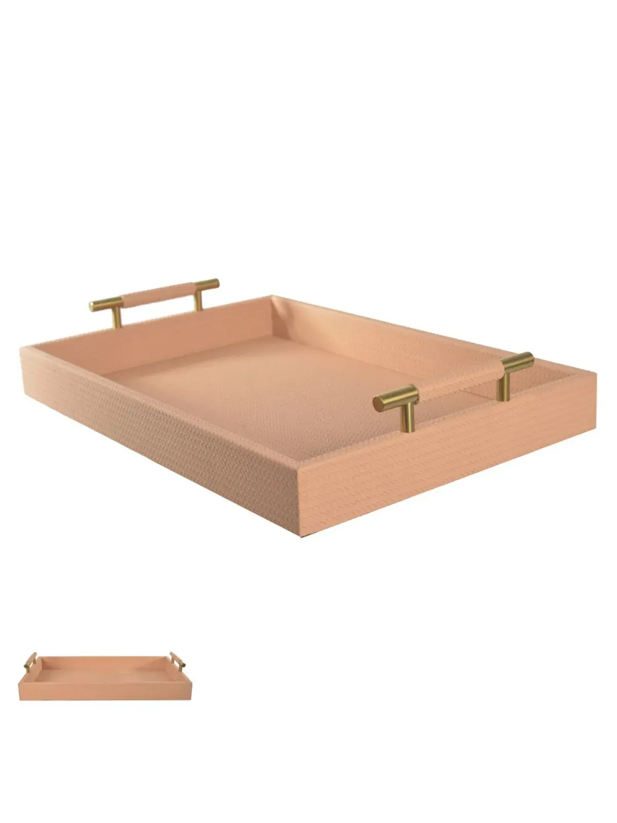 Bandeja Decorativa MDF Revestida PU Bege
