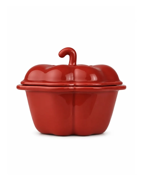 Cocotte Pimentão com Tampa em Porcelana Vermelho