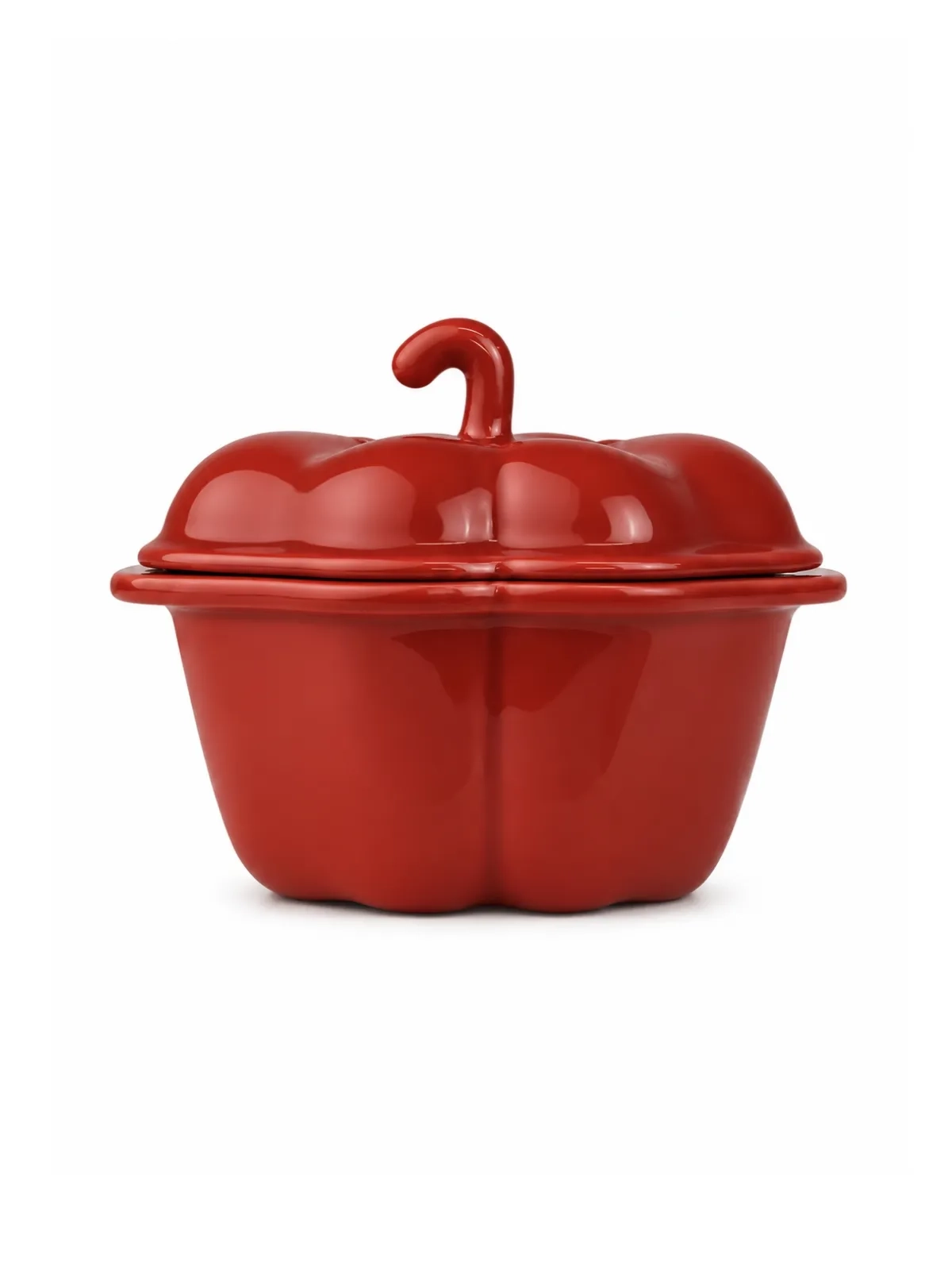 Cocotte Pimentão com Tampa em Porcelana Vermelho