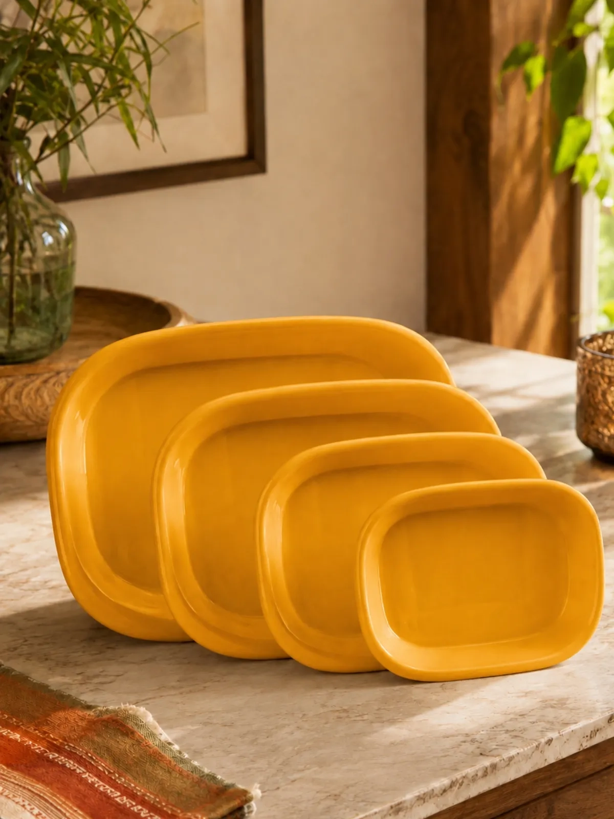 Kit Refratário em Porcelana - Assar e Servir Amarelo