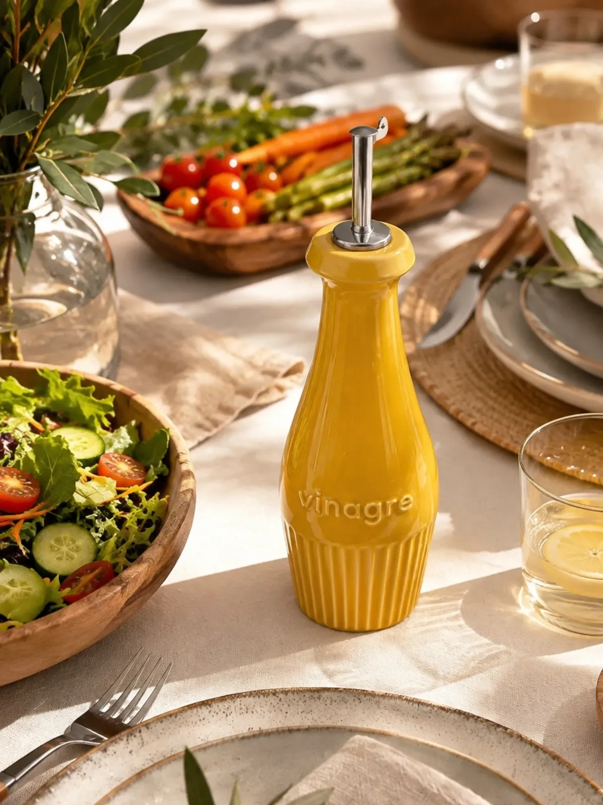 Vinagreiro em Porcelana - Assar e Servir Amarelo