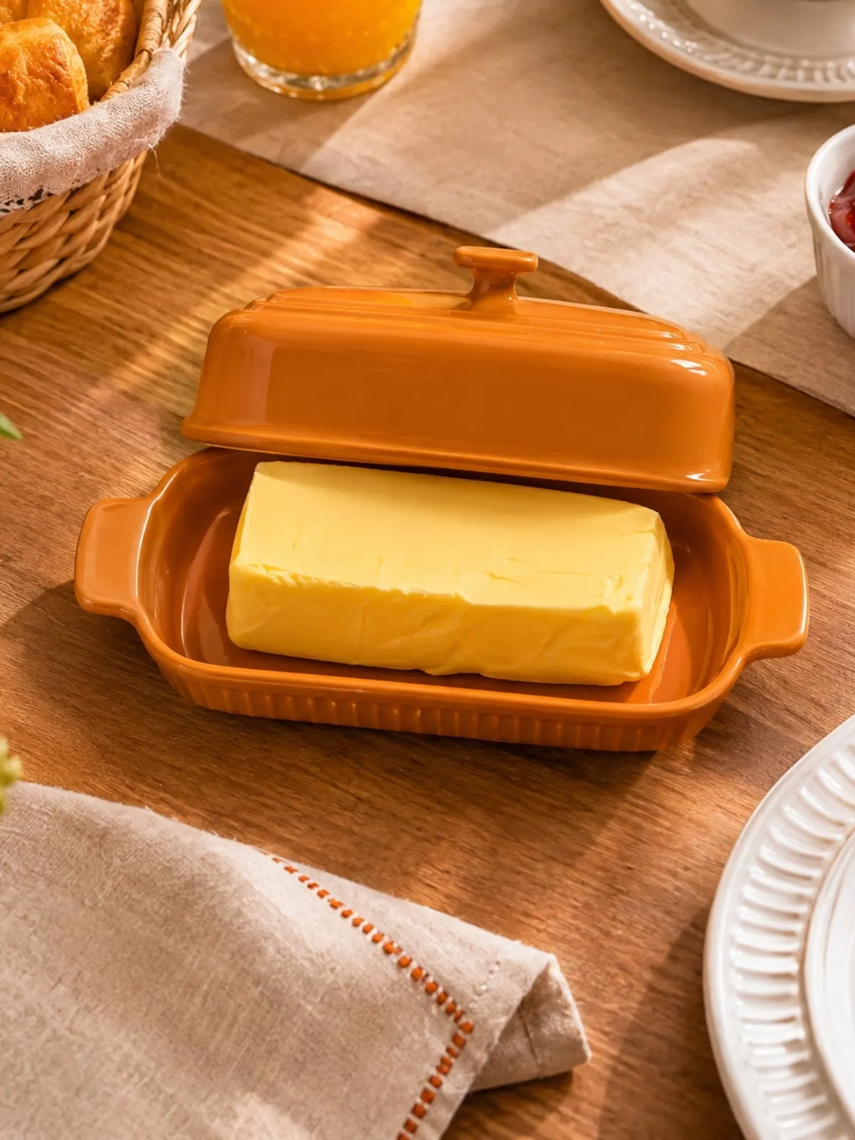 Manteigueira em Porcelana - Assar e Servir Amarelo