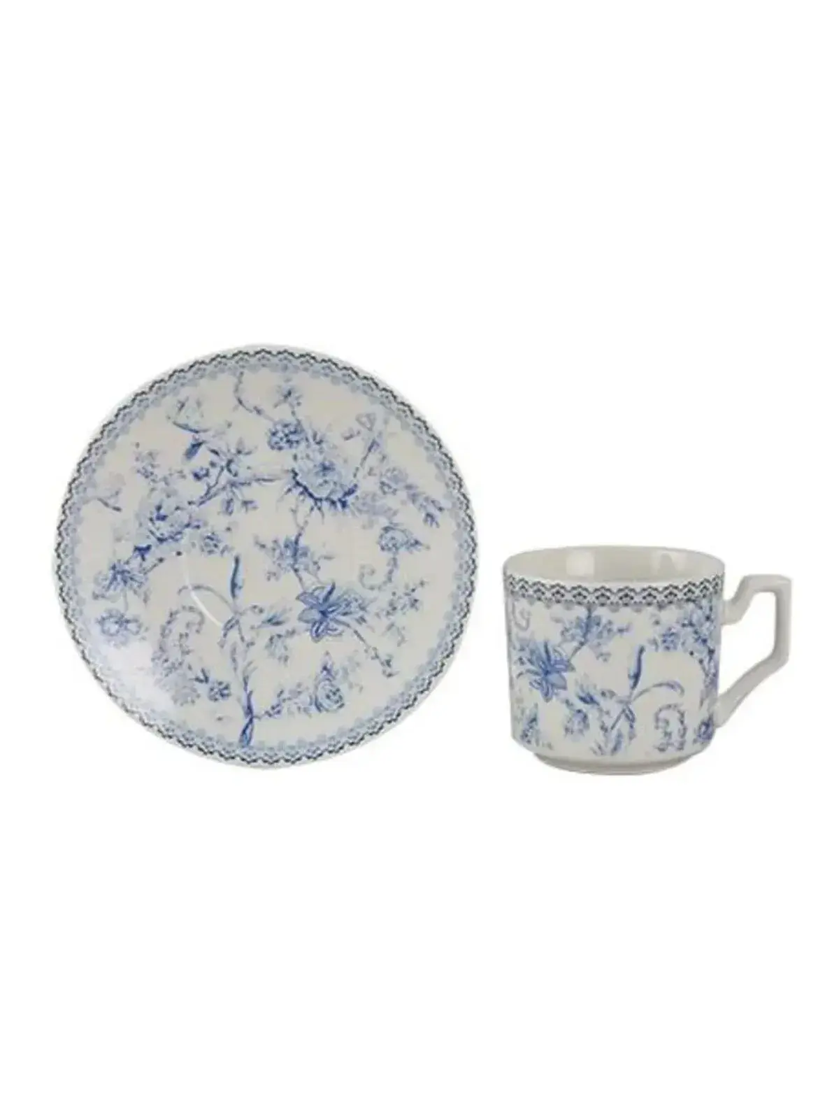 Jogo de 8 peças para Café Hortênsia em New Bone China Azul
