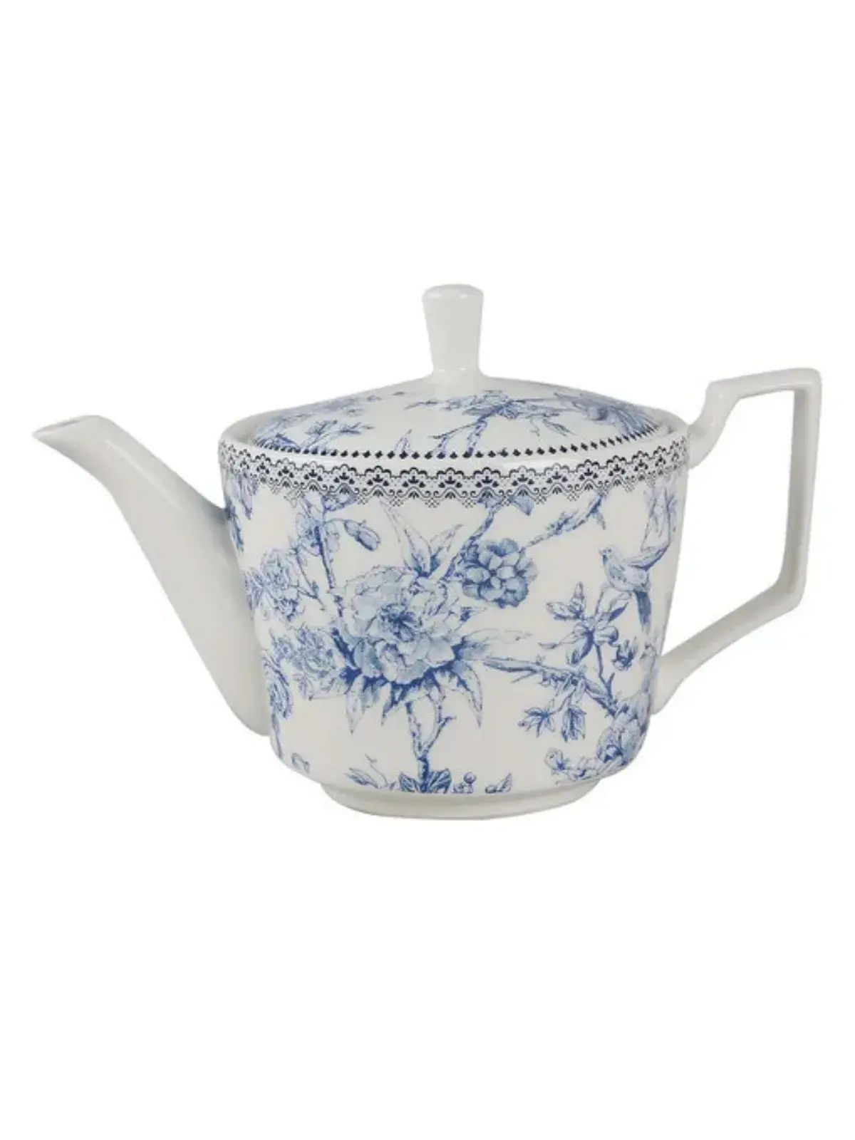 Bule de Chá Hortênsia em New Bone China Azul