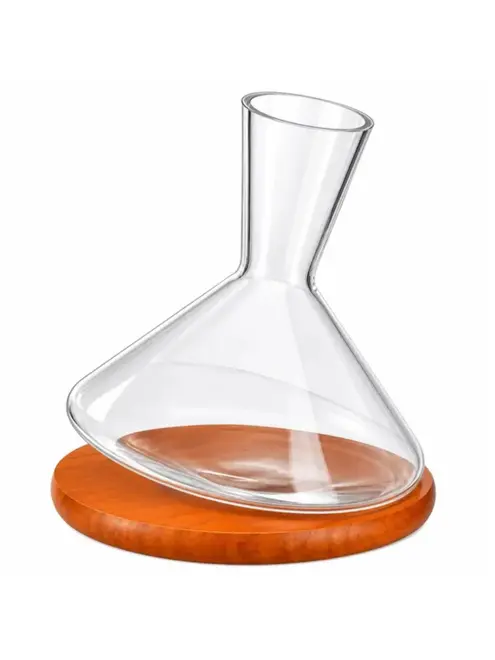 Decanter Savant em Cristal Ecológico com Base de Madeira