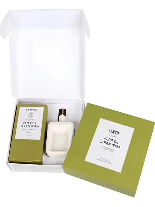 Kit Difursor Elétrico e Perfume em Barra Lenvie Flor de Laranjeira