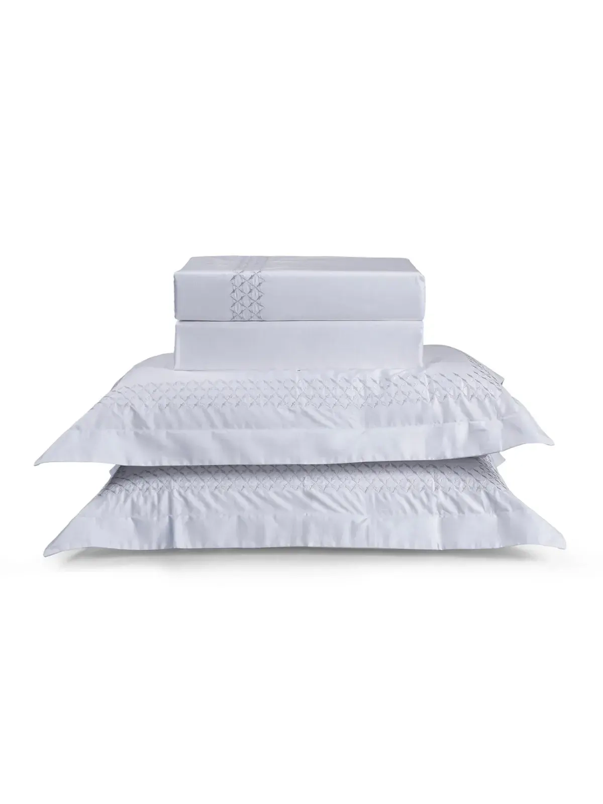 Jogo de Cama Queen Matrisse 100% Algodão Cetim 500 fios plumasul Branco Festone/Prata