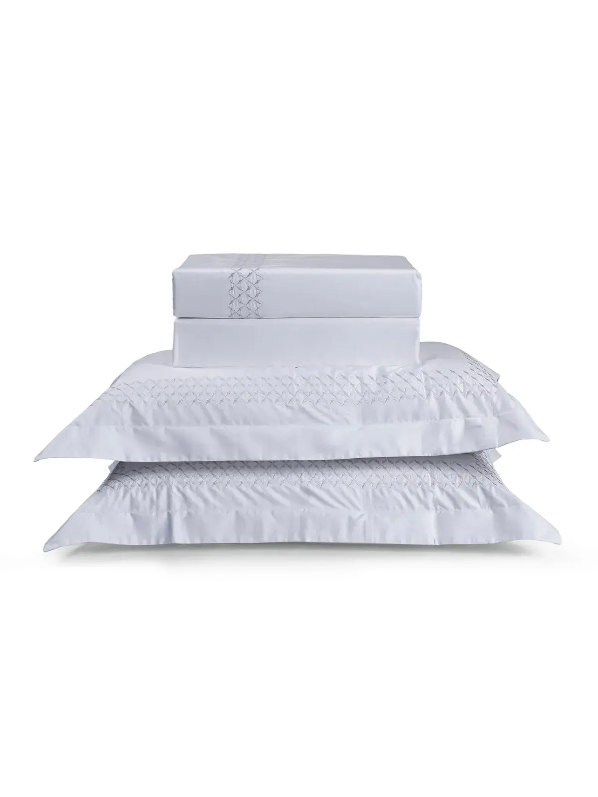 Jogo de Cama Queen Matrisse 100% Algodão Cetim 500 fios plumasul Branco Festone/Prata