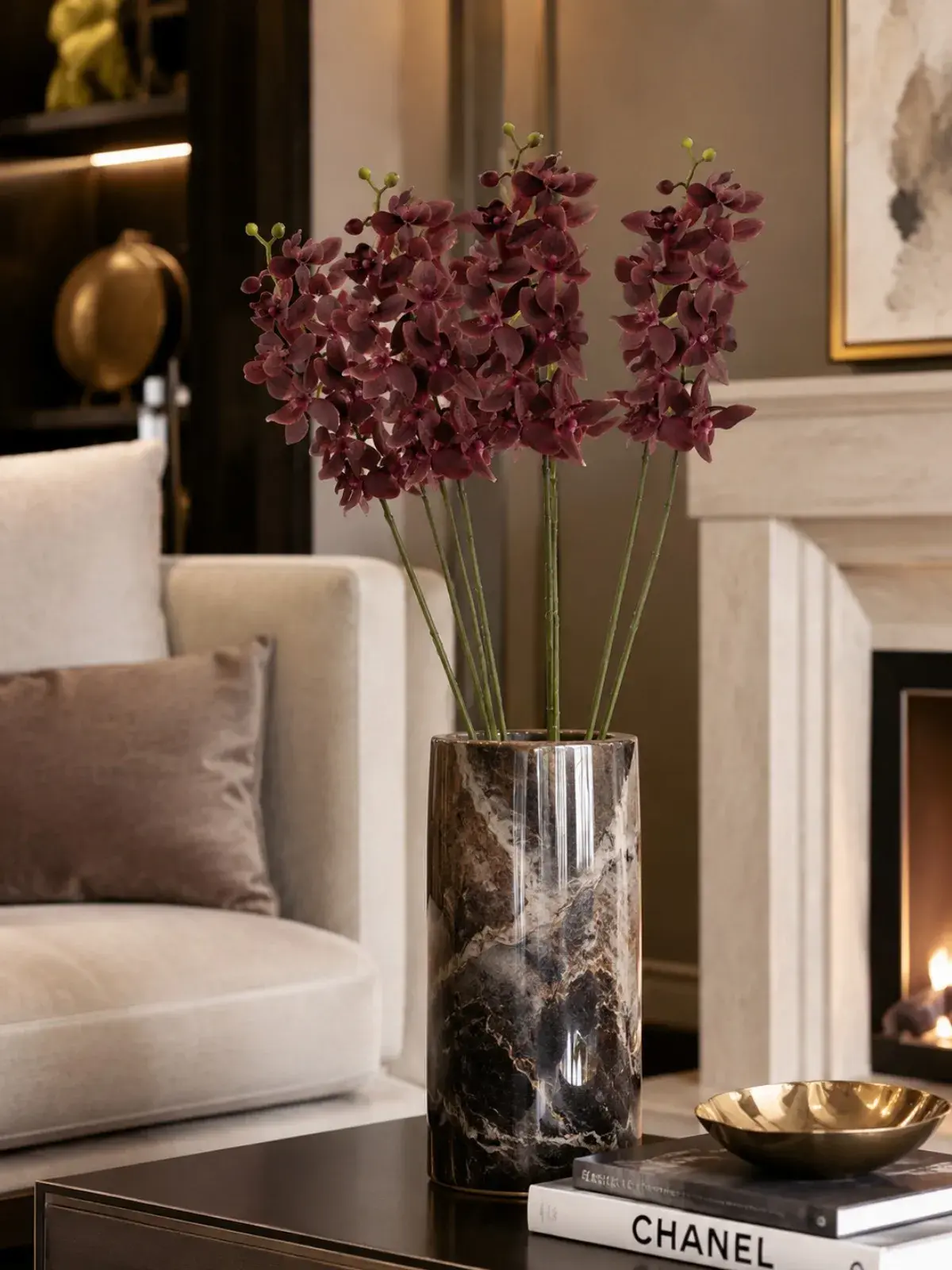 Haste Mini Orquidea Bordô