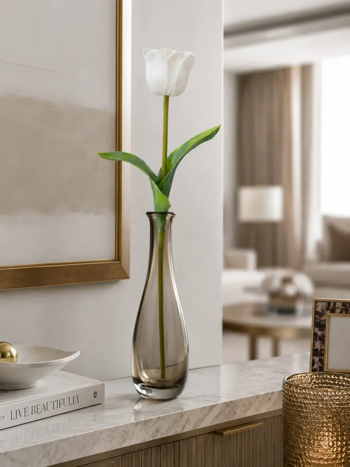 Haste de Tulipa P.U Toque Real Branco