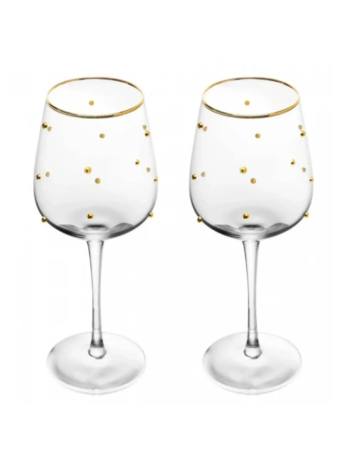 Conjunto 2 Taças de Vinho Balls Fio de Ouro em Vidro 350ml
