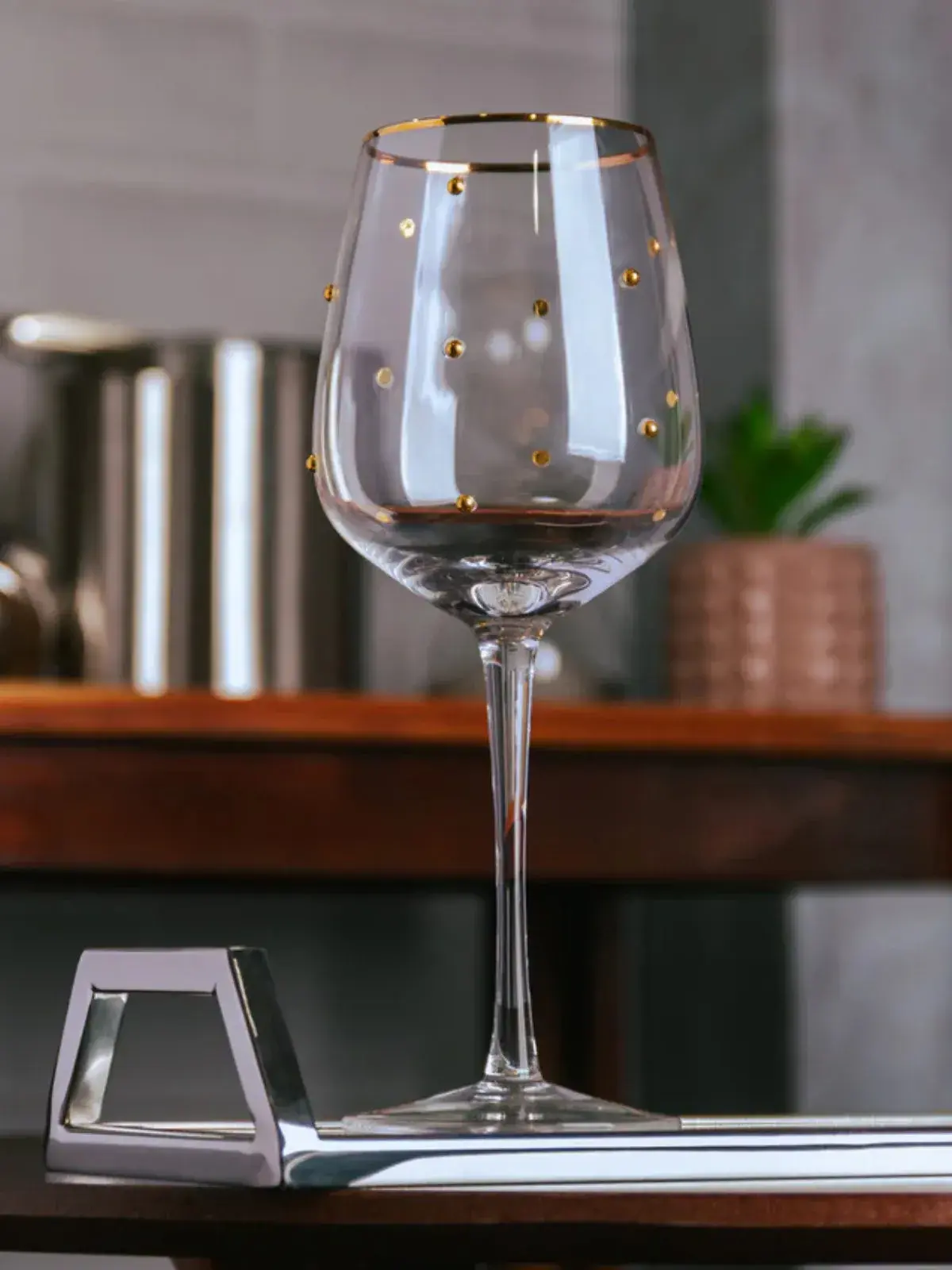 Conjunto 2 Taças de Vinho Balls Fio de Ouro em Vidro 350ml