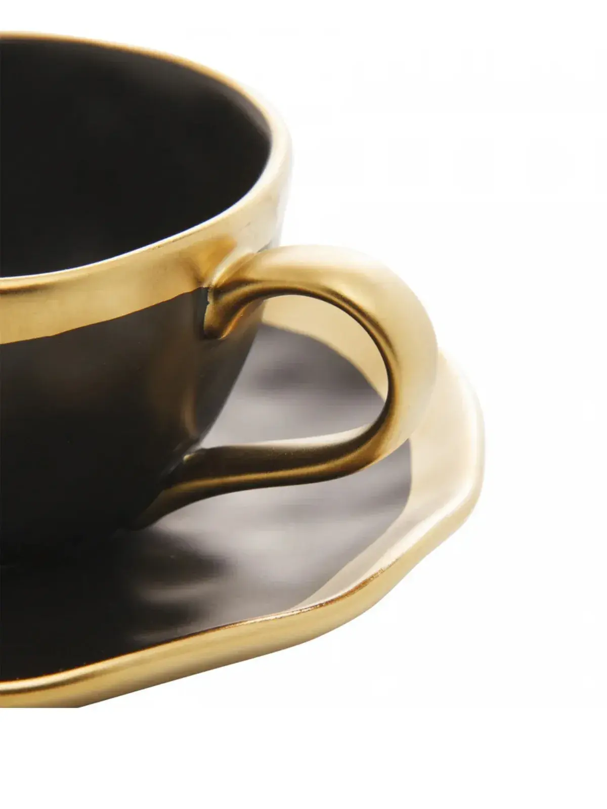 Xícara de Chá em Porcelana Dubai Preto e Dourado
