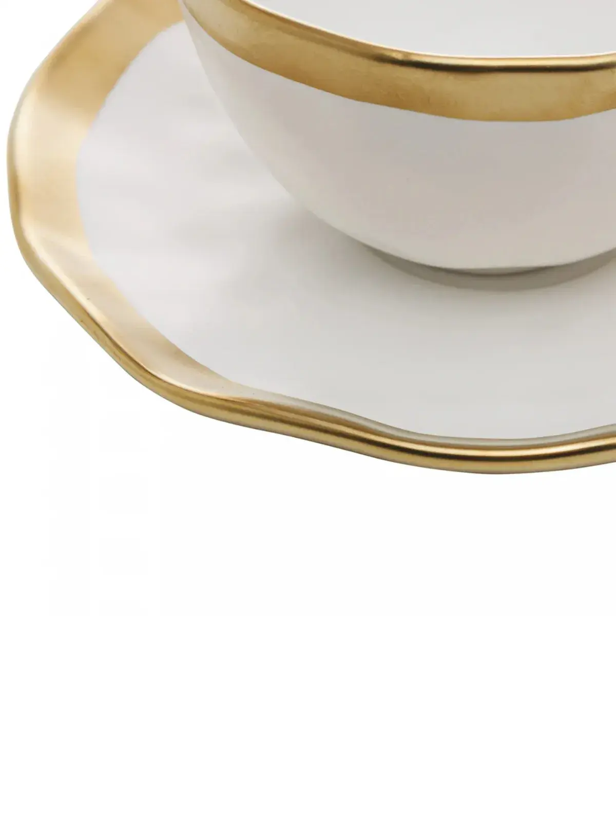 Xícara de Chá em Porcelana Dubai Branco e Dourado