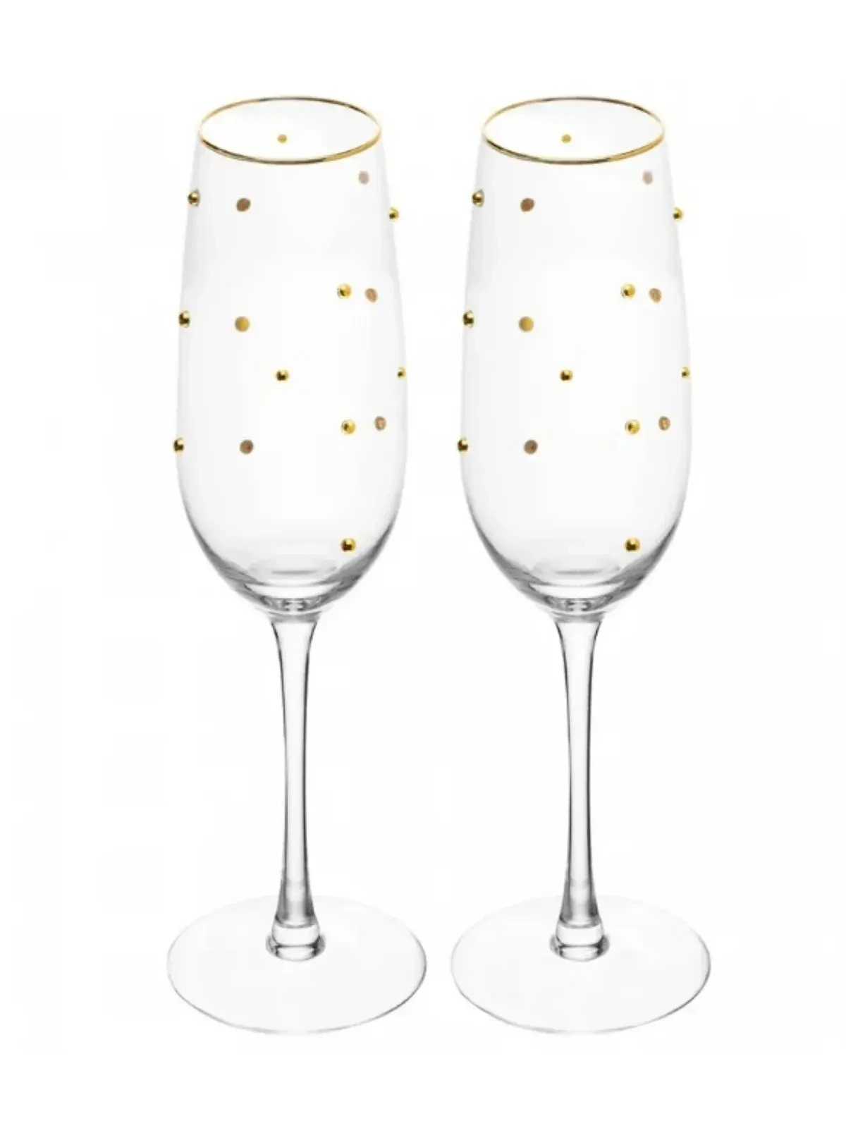 Conjunto 2 Taças de Champagne Balls Fio de Ouro em Vidro 220ml