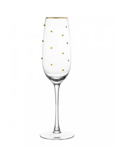 Conjunto 2 Taças de Champagne Balls Fio de Ouro em Vidro