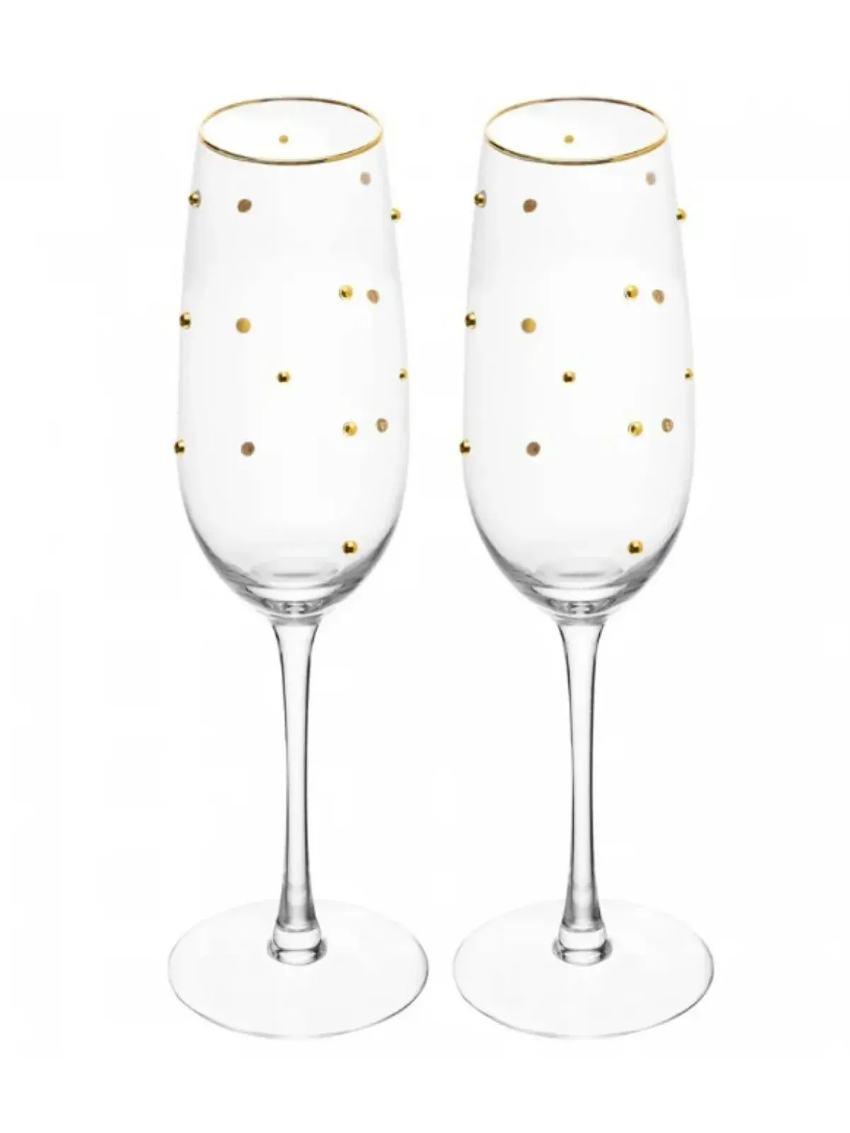 Conjunto 2 Taças de Champagne Balls Fio de Ouro em Vidro 220ml