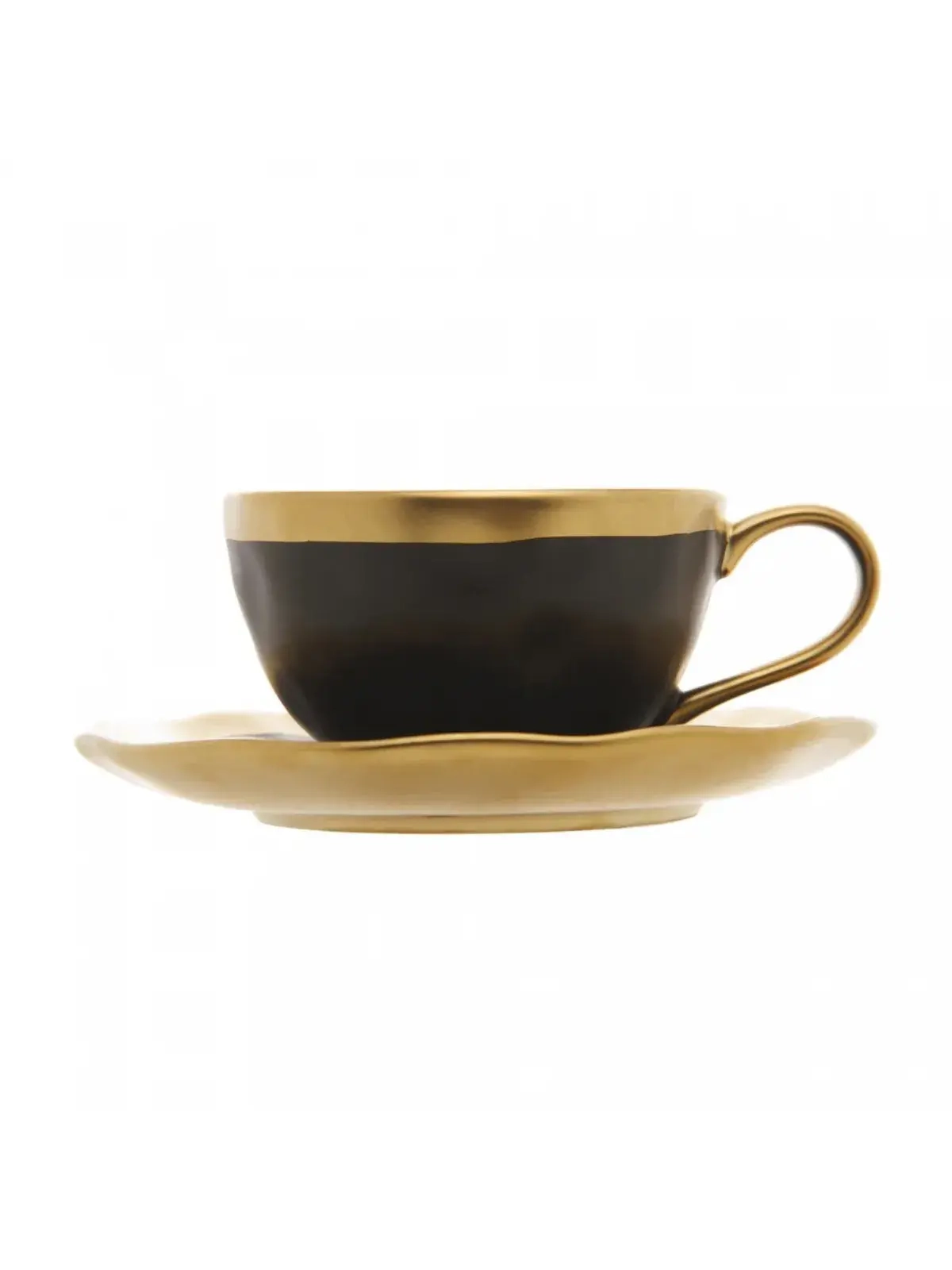 Xícara de Café em Porcelana Dubai - 90ml Branco e Dourado