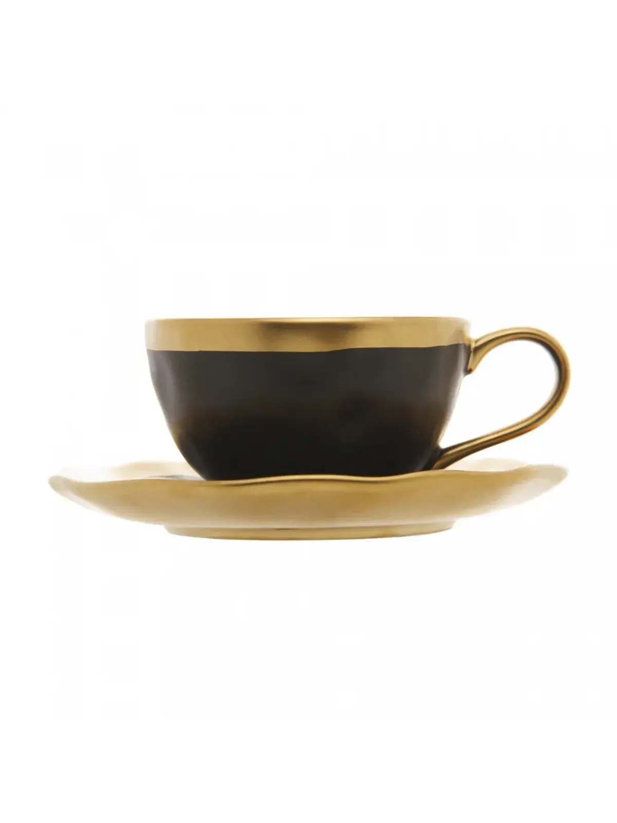 Xícara de Café em Porcelana Dubai Preto e Dourado
