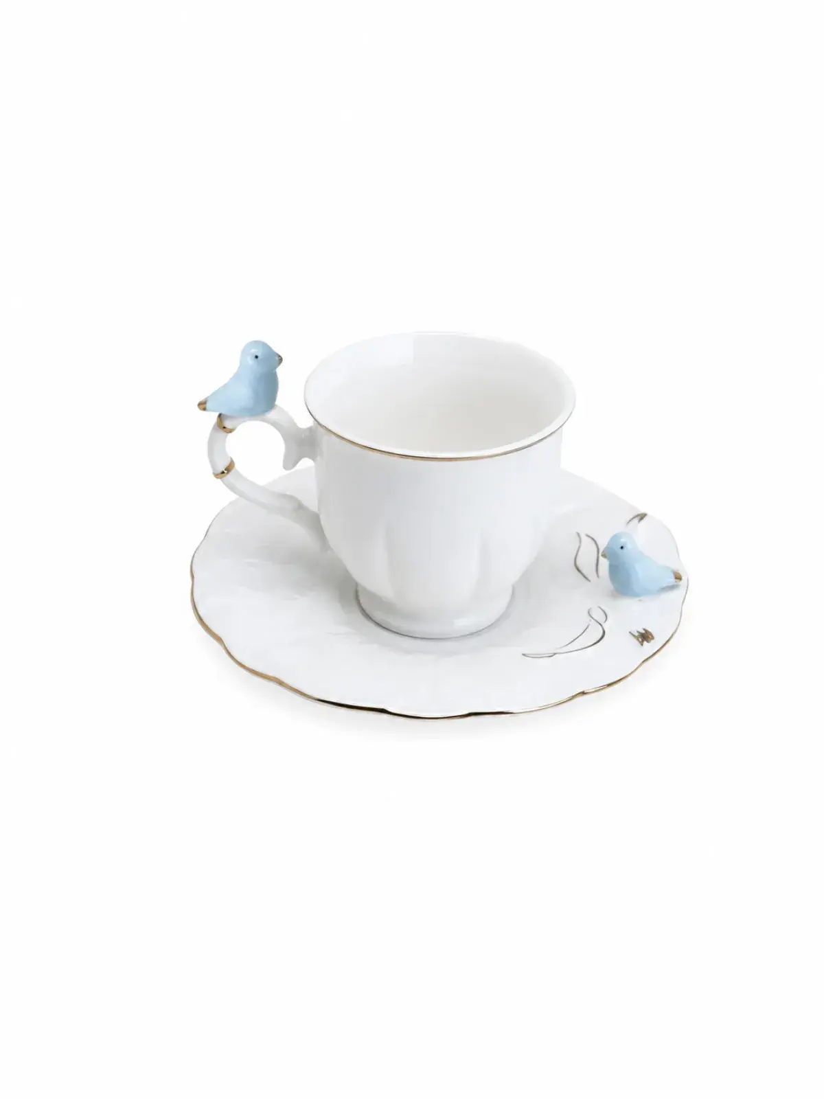 Jogo com 6 Xícaras de Café em Porcelana Birds Round Plate 100ml