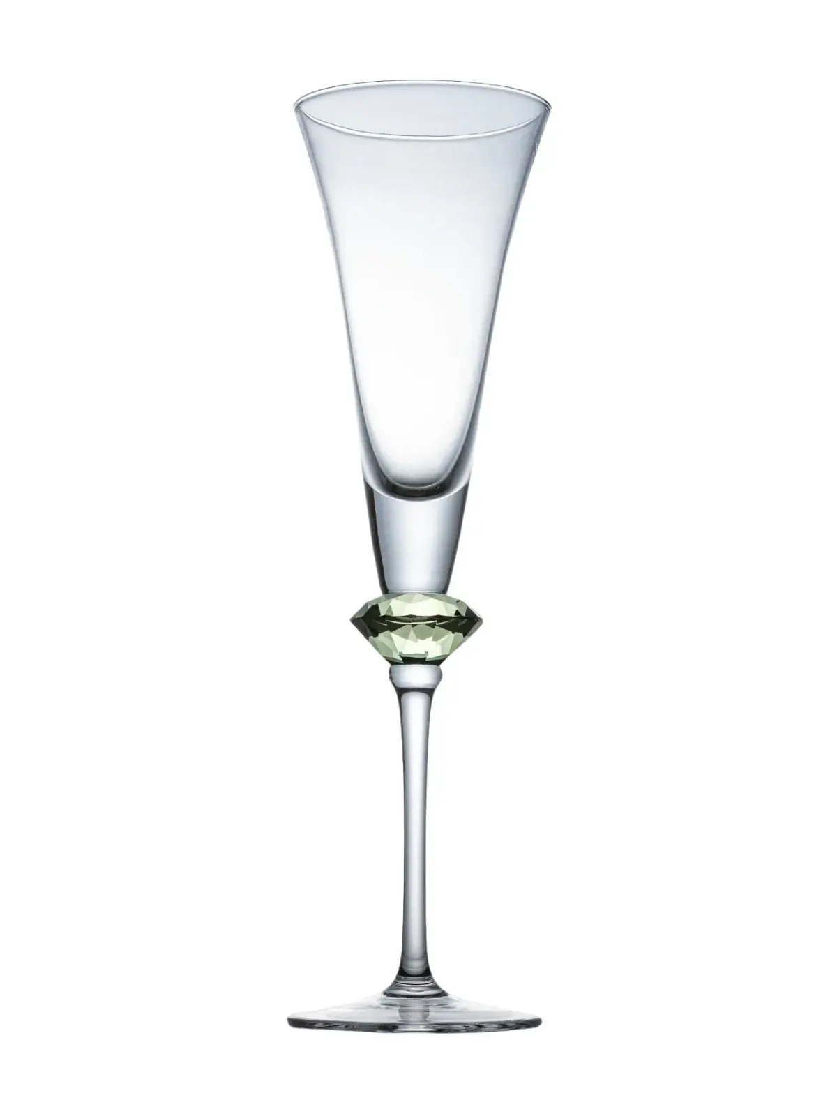 Taça Champagne com Haste Lapidada Diamond Verde