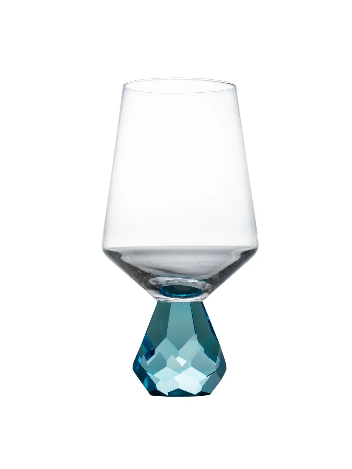 Taça com Base Diamond Lapidada Azul