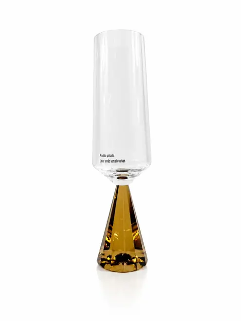 Taça Champagne com Base Ambar Geométrica