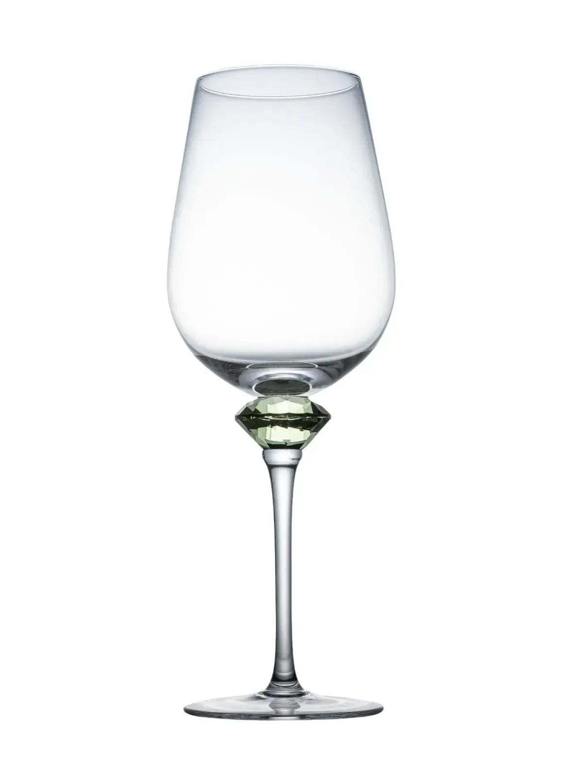Taça Vinho Branco com Haste Lapidada Diamond Verde