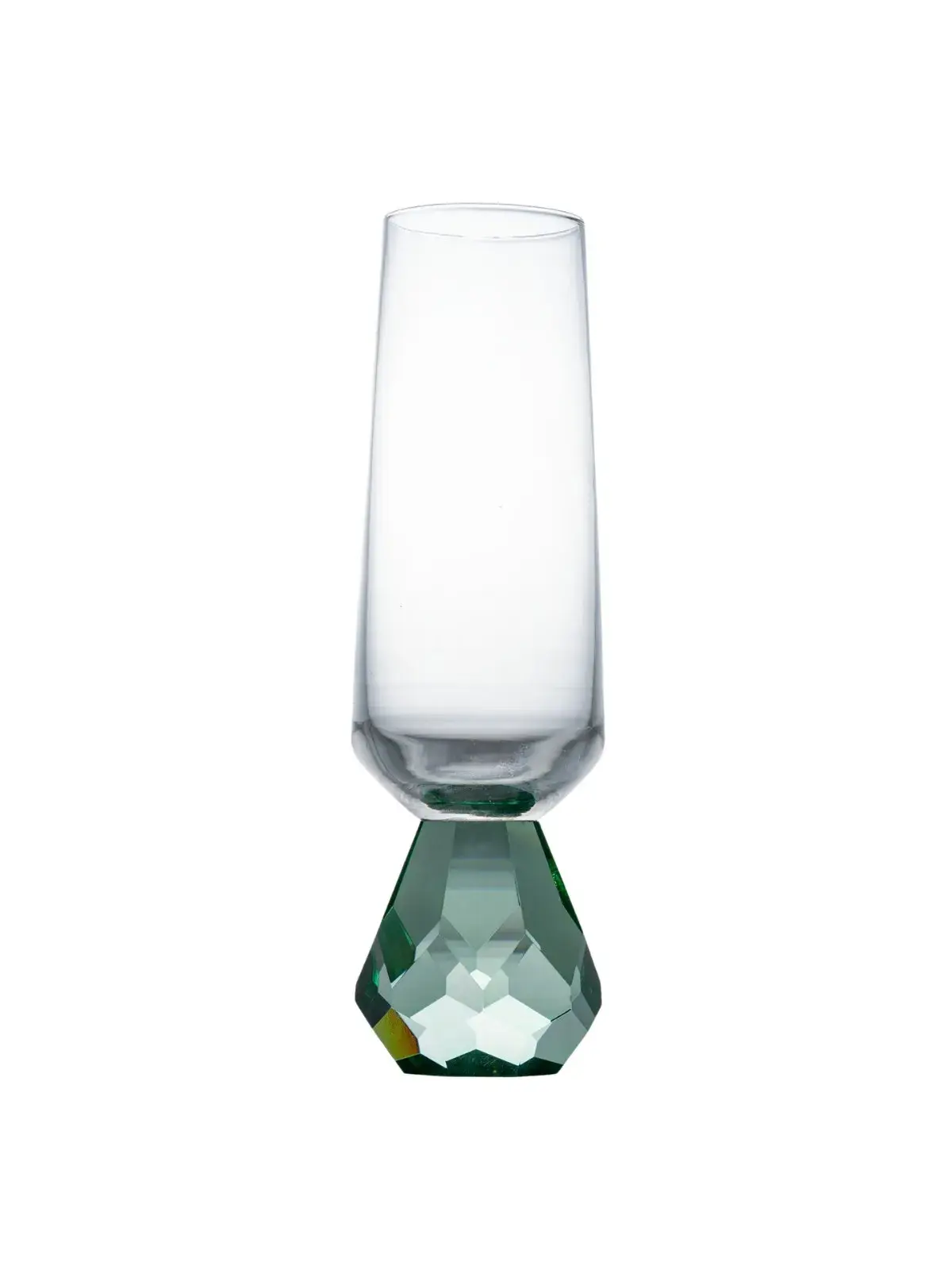 Taça Champagne com Base Diamond Lapidada Fumê