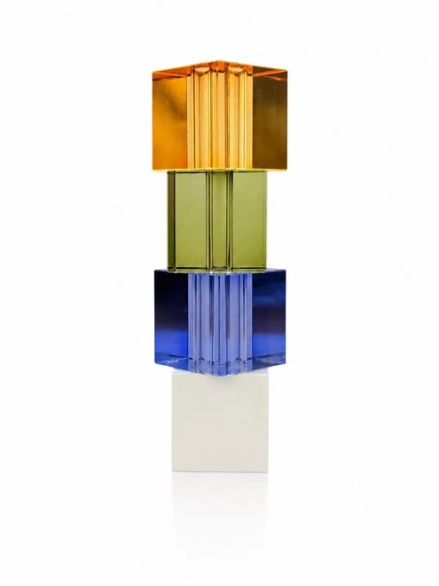 Vaso Solitário de Cristal Colorido - 19,5 x 2,5 cm