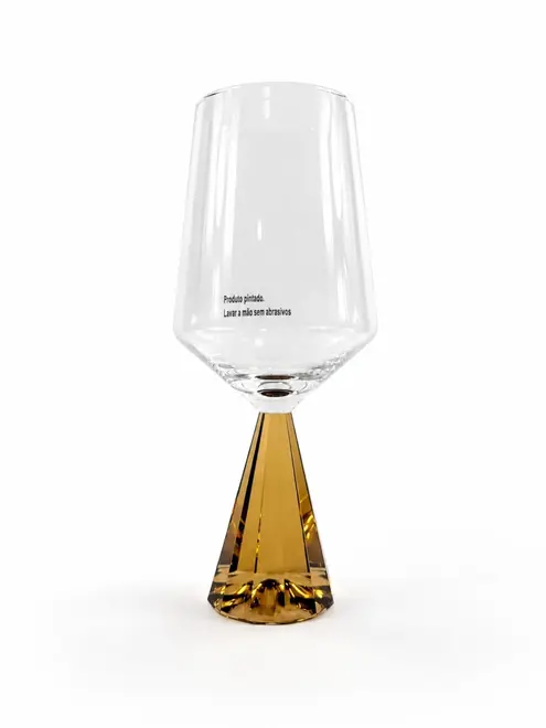 Taça Vinho Tinto com Base Ambar Geométrica