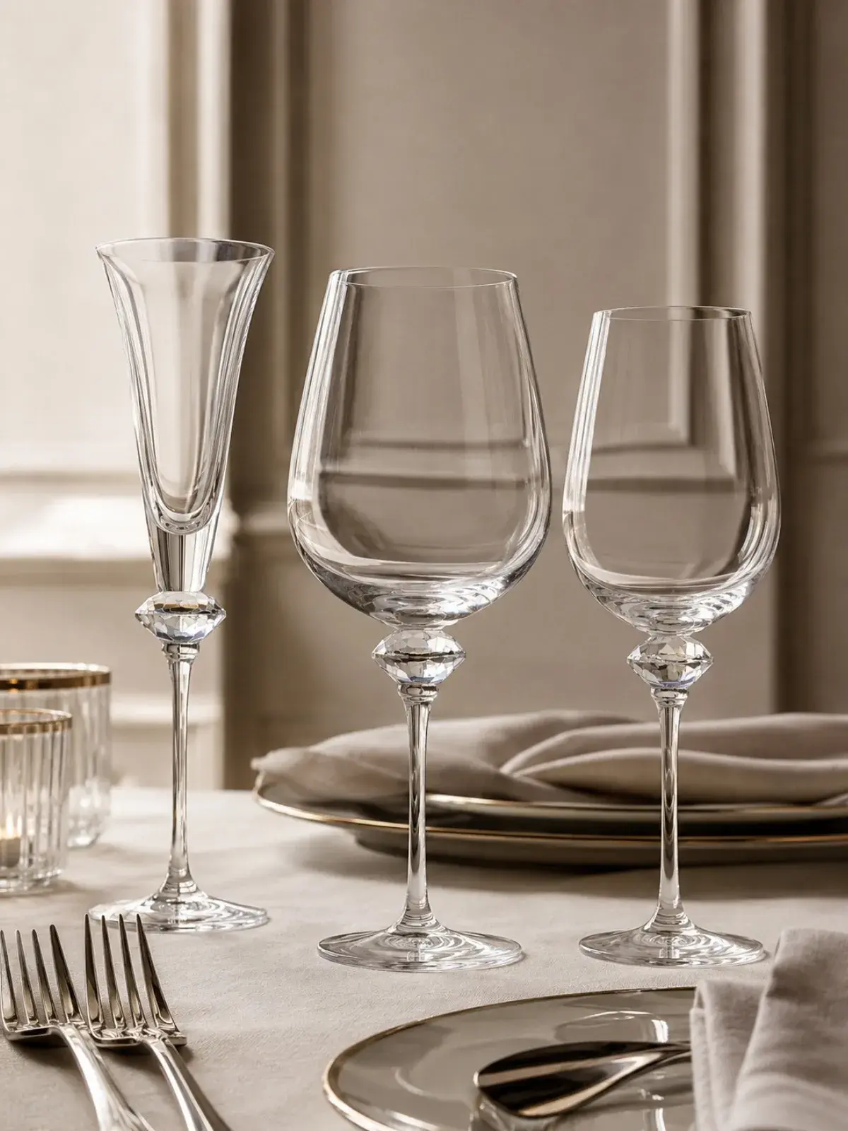 Taça Vinho Tinto com Haste Lapidada Diamond 630ml