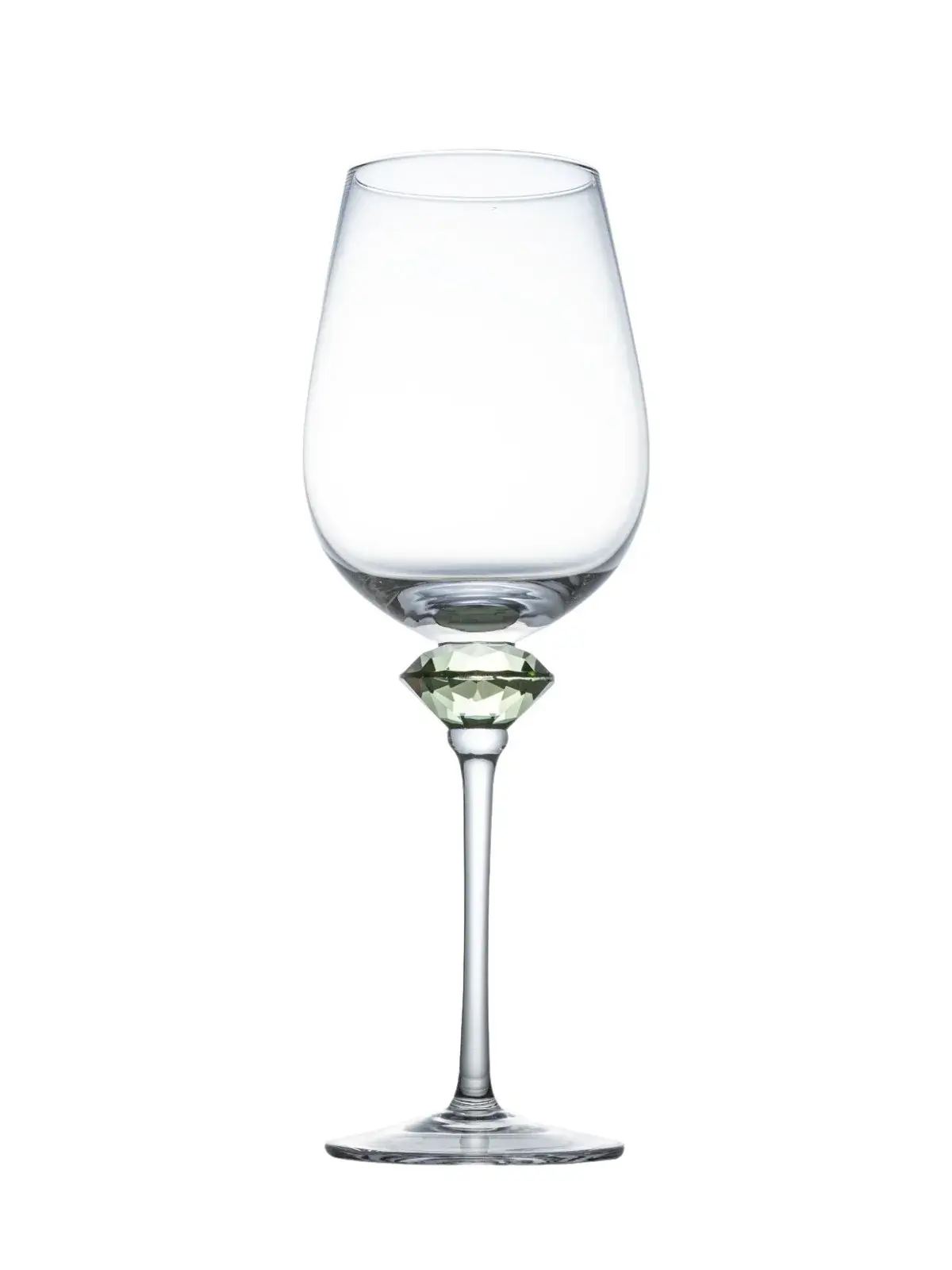 Taça Vinho Tinto com Haste Lapidada Diamond Verde