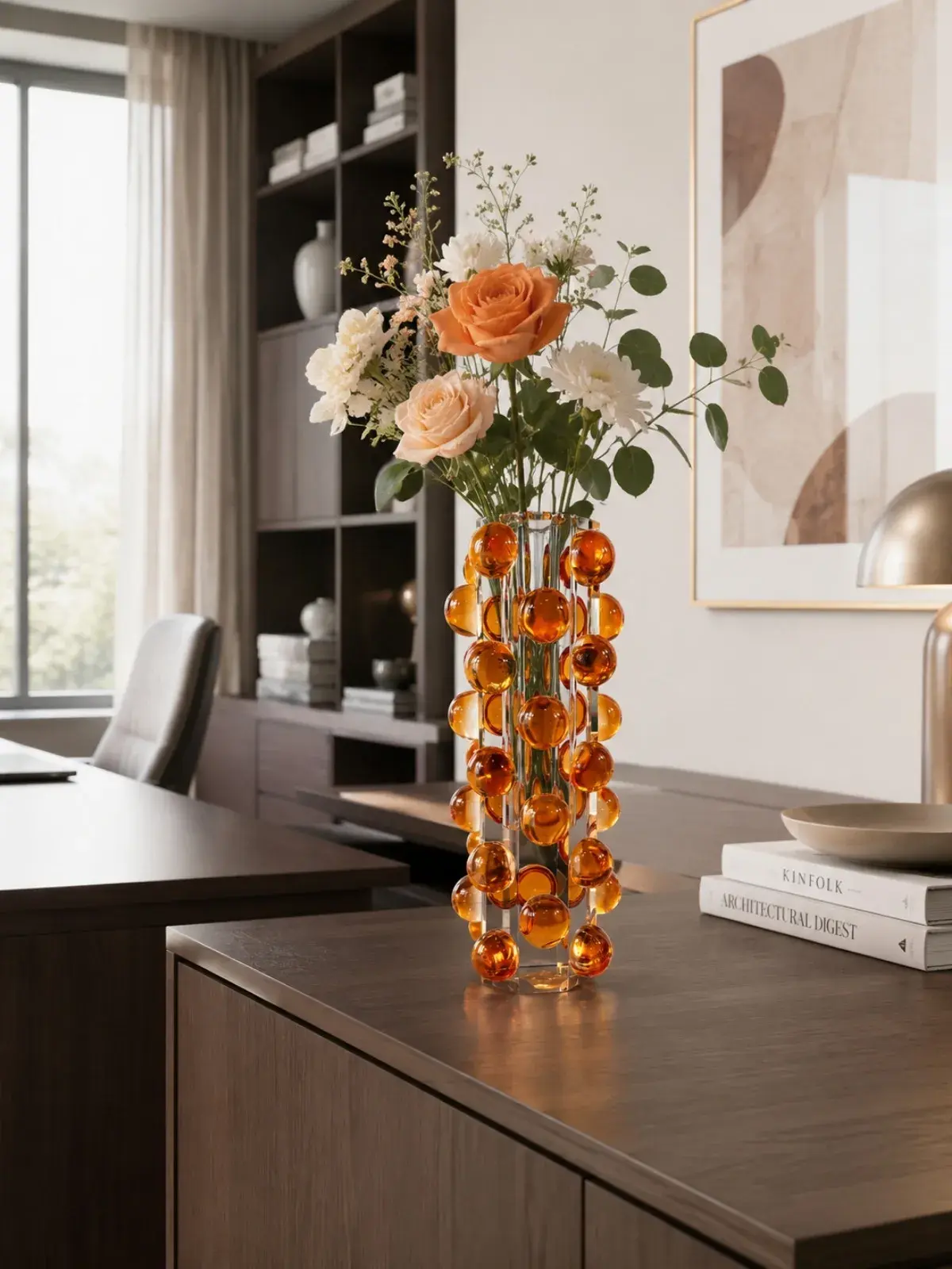 Vaso Solitário de Cristal Laranja