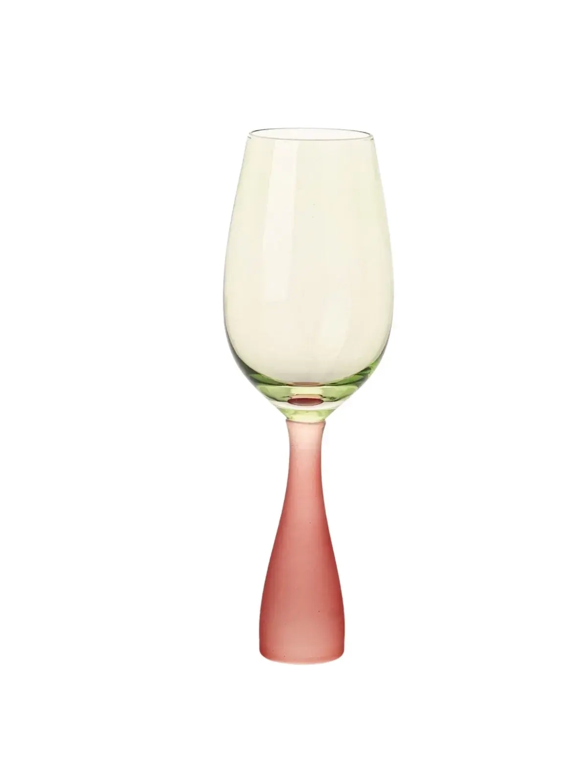 Taça Bicolor Azul e Verde em Vidro com Base Escultural Amarelo/Laranja