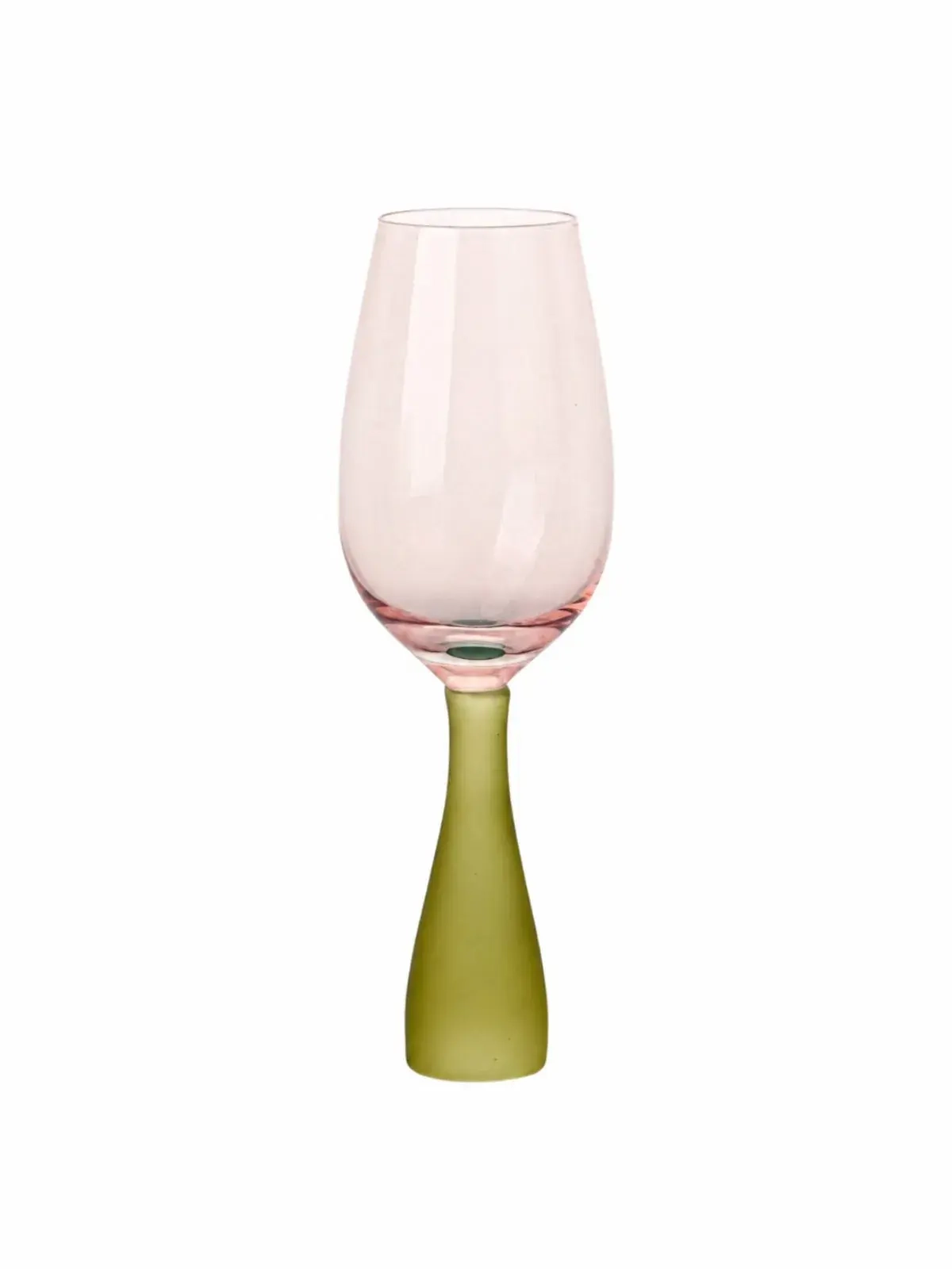 Taça Bicolor Azul e Verde em Vidro com Base Escultural Amarelo/Laranja