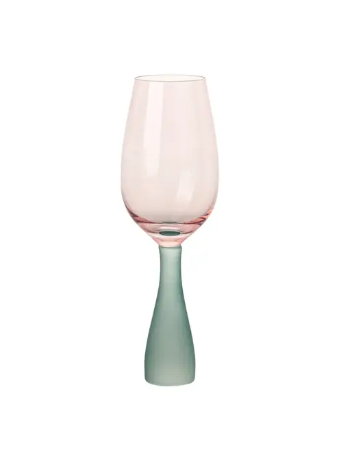Taça Bicolor Rosa e Azul em Vidro com Base Escultural