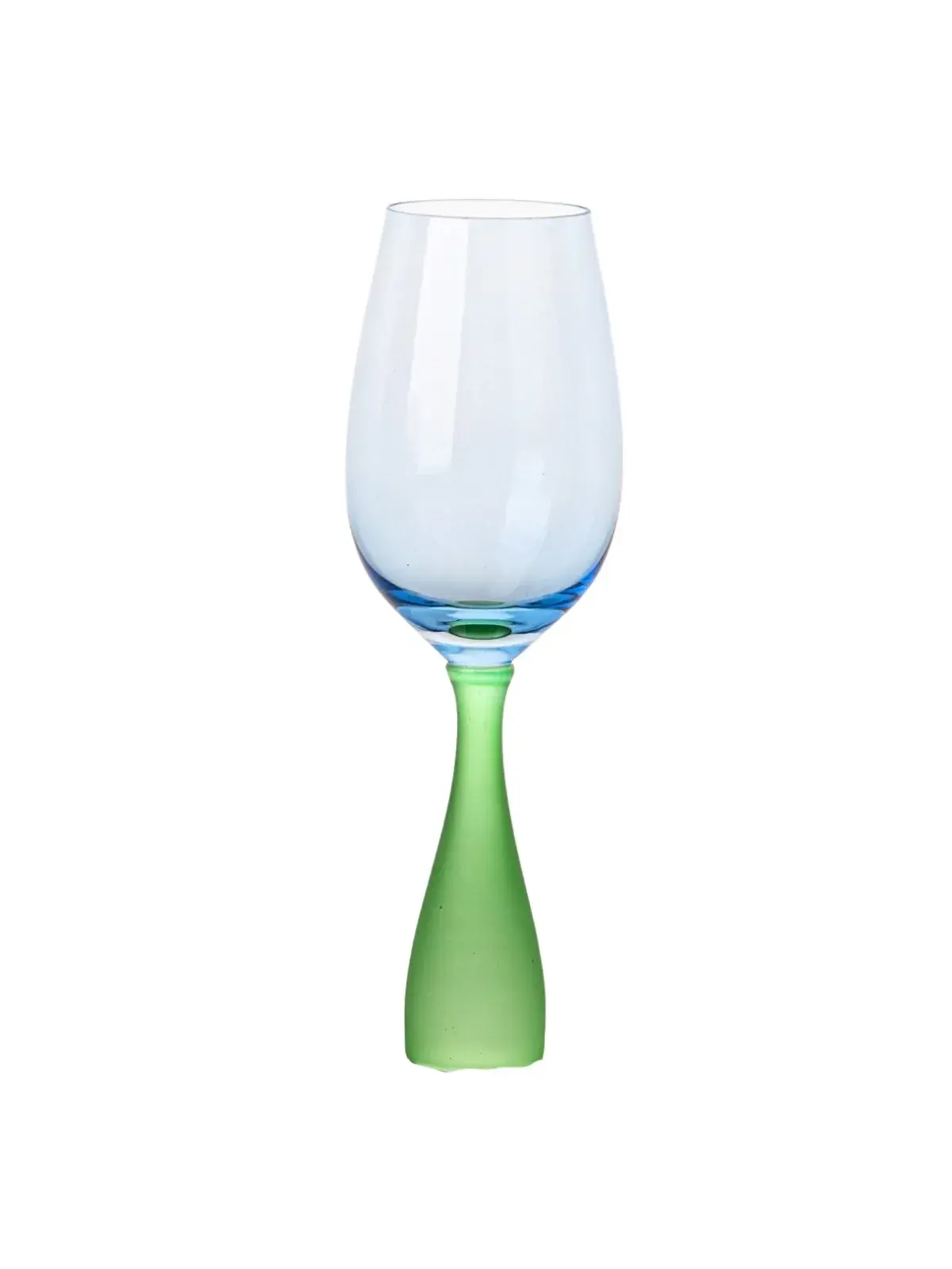 Taça Bicolor Rosa e Azul em Vidro com Base Escultural Azul/Verde