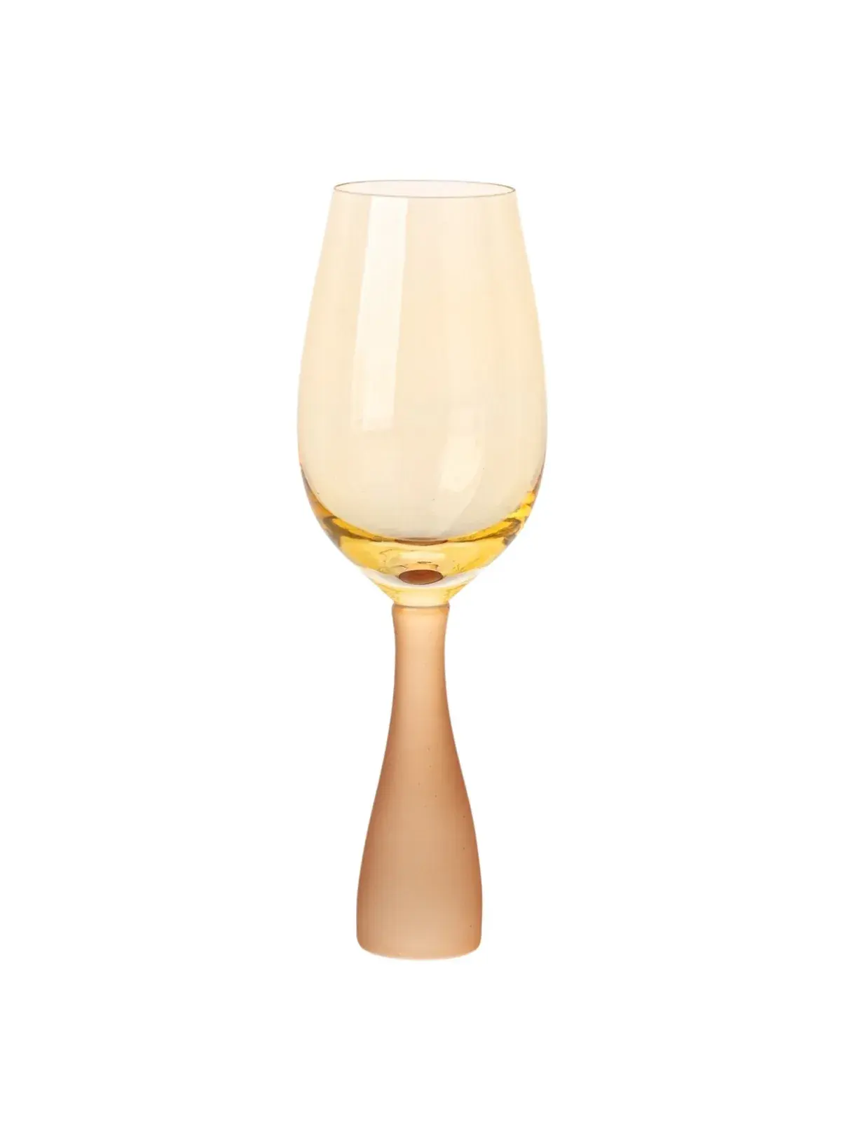 Taça Bicolor Rosa e Azul em Vidro com Base Escultural Amarelo/Laranja