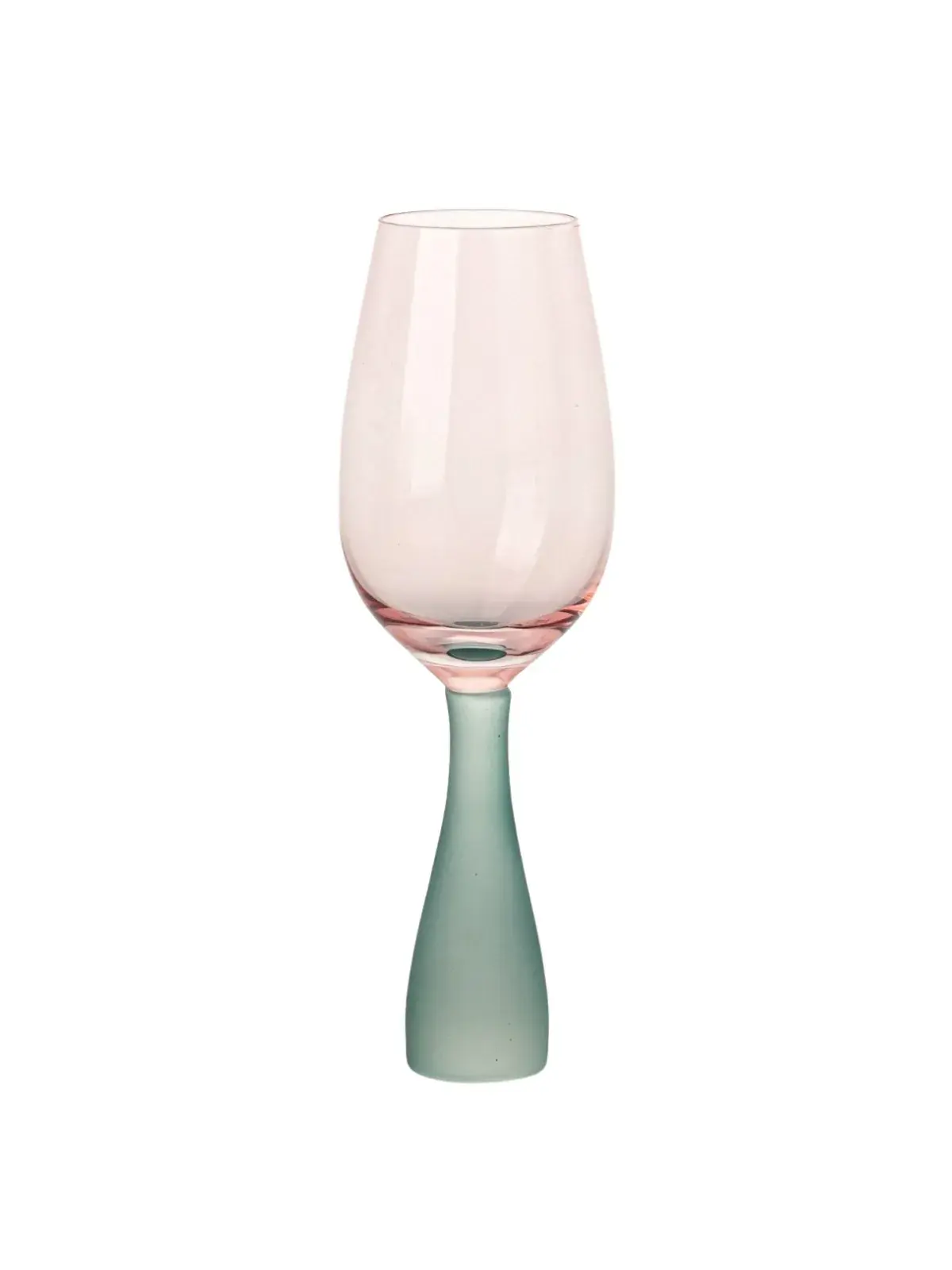 Taça Bicolor Rosa e Azul em Vidro com Base Escultural Rosa/Azul