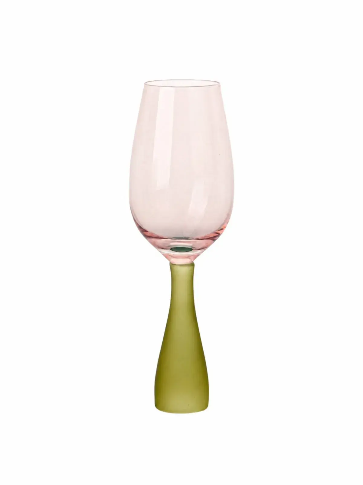 Taça Bicolor Rosa e Azul em Vidro com Base Escultural Rosa/Verde