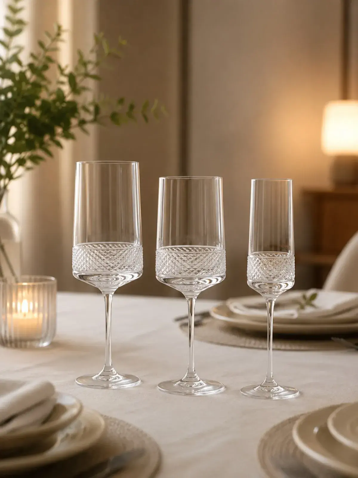 Jogo de 6 Taças para Agua Linha Rondó em Cristal 24% PbO Mozart por Frederico Strauss 395ml